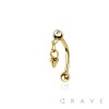 SPIKE DANGLE CZ ROUND 316L SURGICAL STEEL CURVED BARBELL/EYEBROW